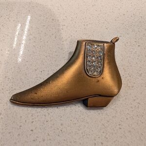 Gold Ankle Boot with Rhinestone Detail